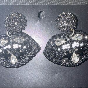 Elegant Black and Silver Beaded Earrings